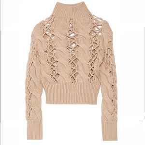 MM6 MAISON MARTIN MARGIELA Open Cable Knit Wool Sweater